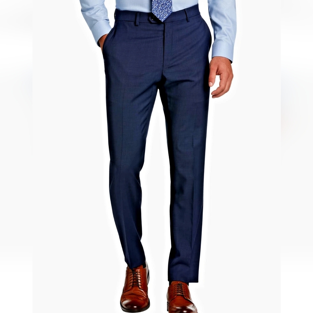 Tommy Hilfiger Mens Pants Size 32 x 34 THFLEX Blue Wool Blend Modern Fit Stretch
